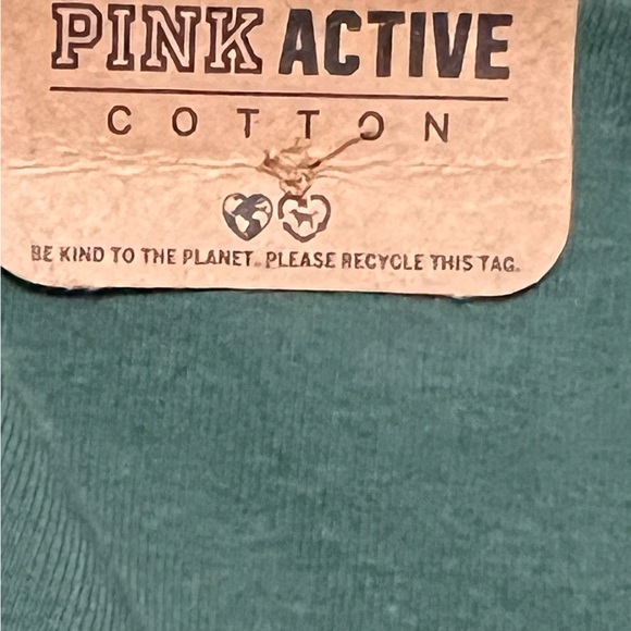 Victoria's Secret PINK Leggings Cotton High Waist Small Green W Gold Stripe - Picture 5 of 8